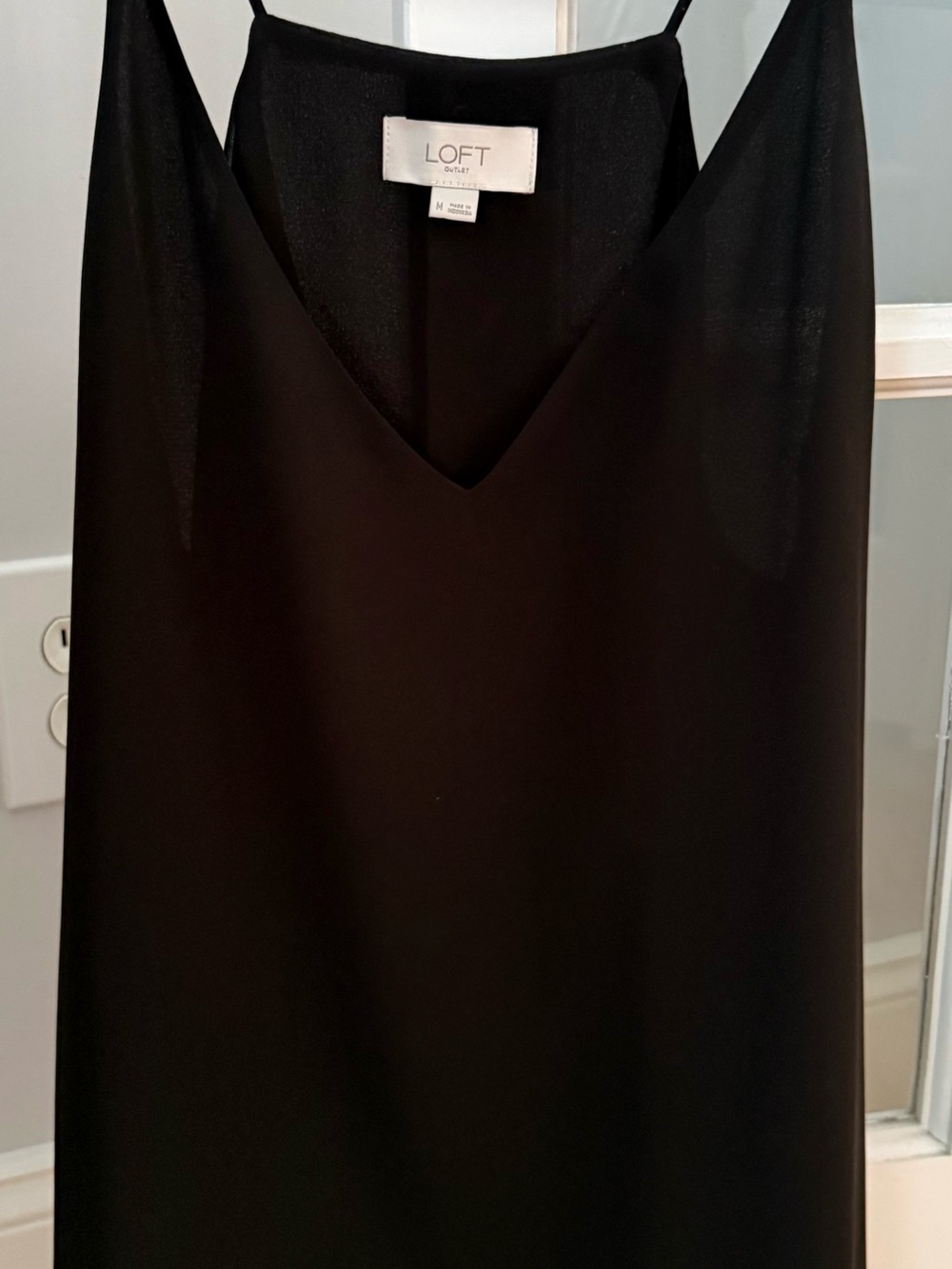 LOFT Black V-Neck Top with Subtle Texture